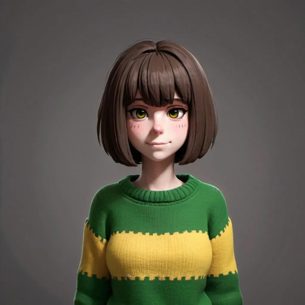 Prompt: Chara from Undertale wearing a sweater 