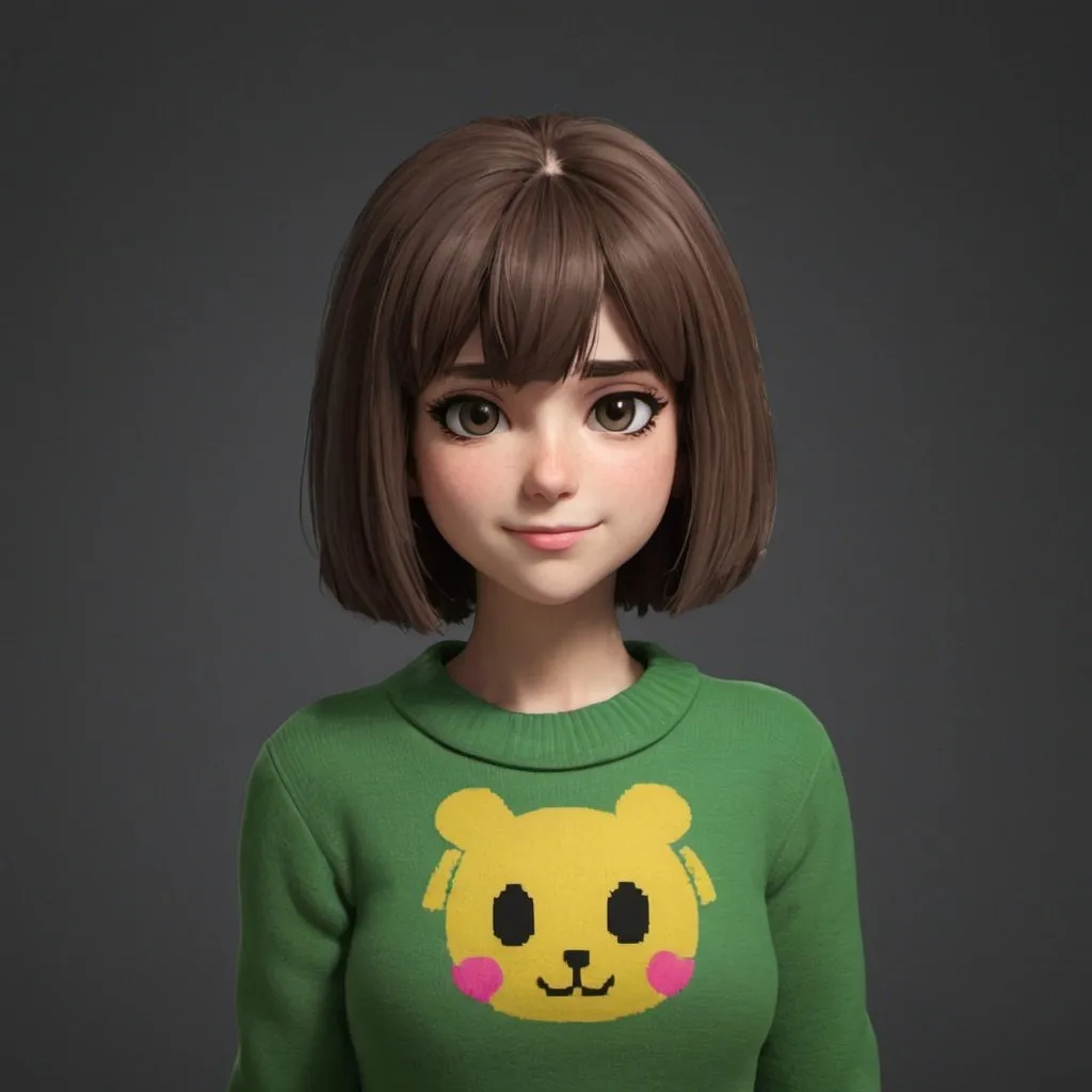 Prompt: Chara from Undertale wearing a sweater 