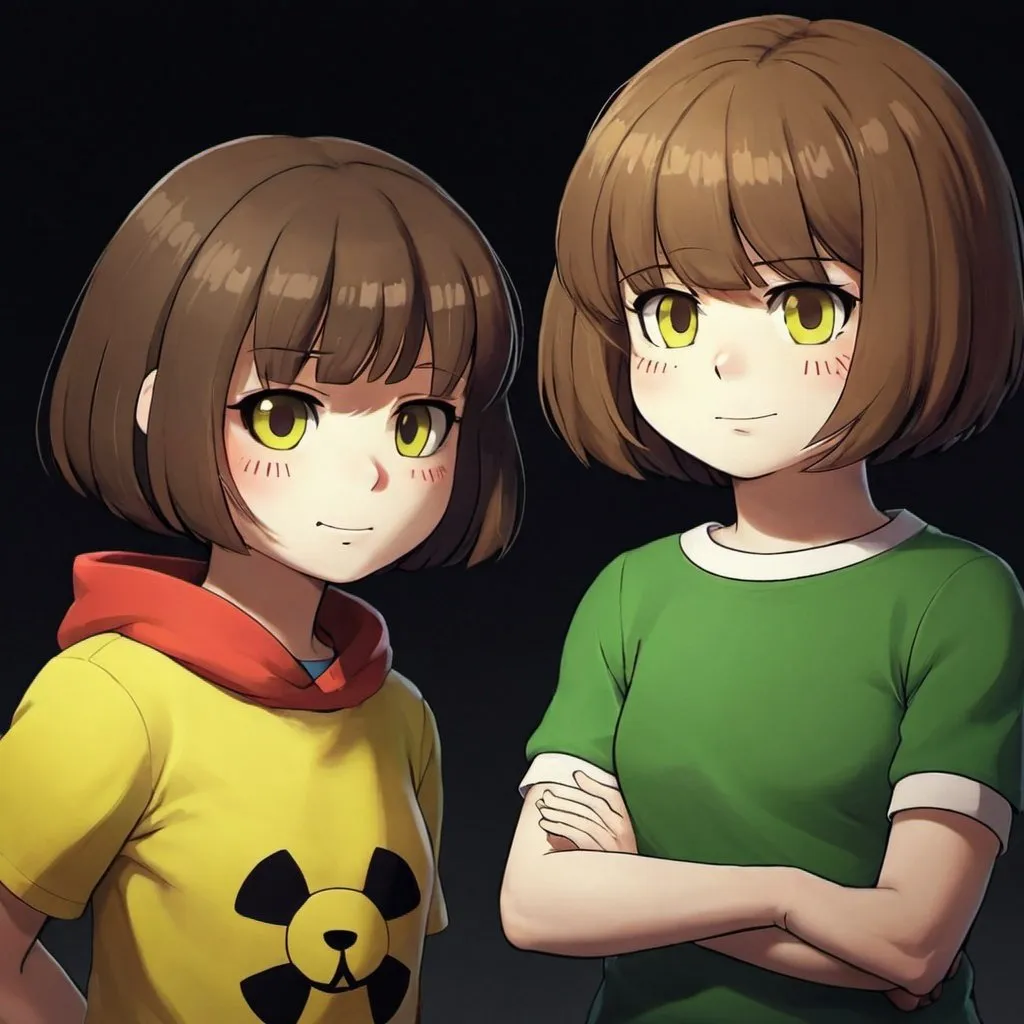 Prompt: Chara and frisk from Undertale 