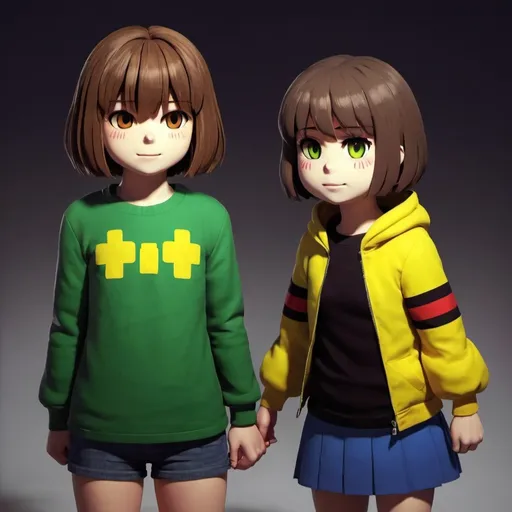 Prompt: Chara and frisk from Undertale 