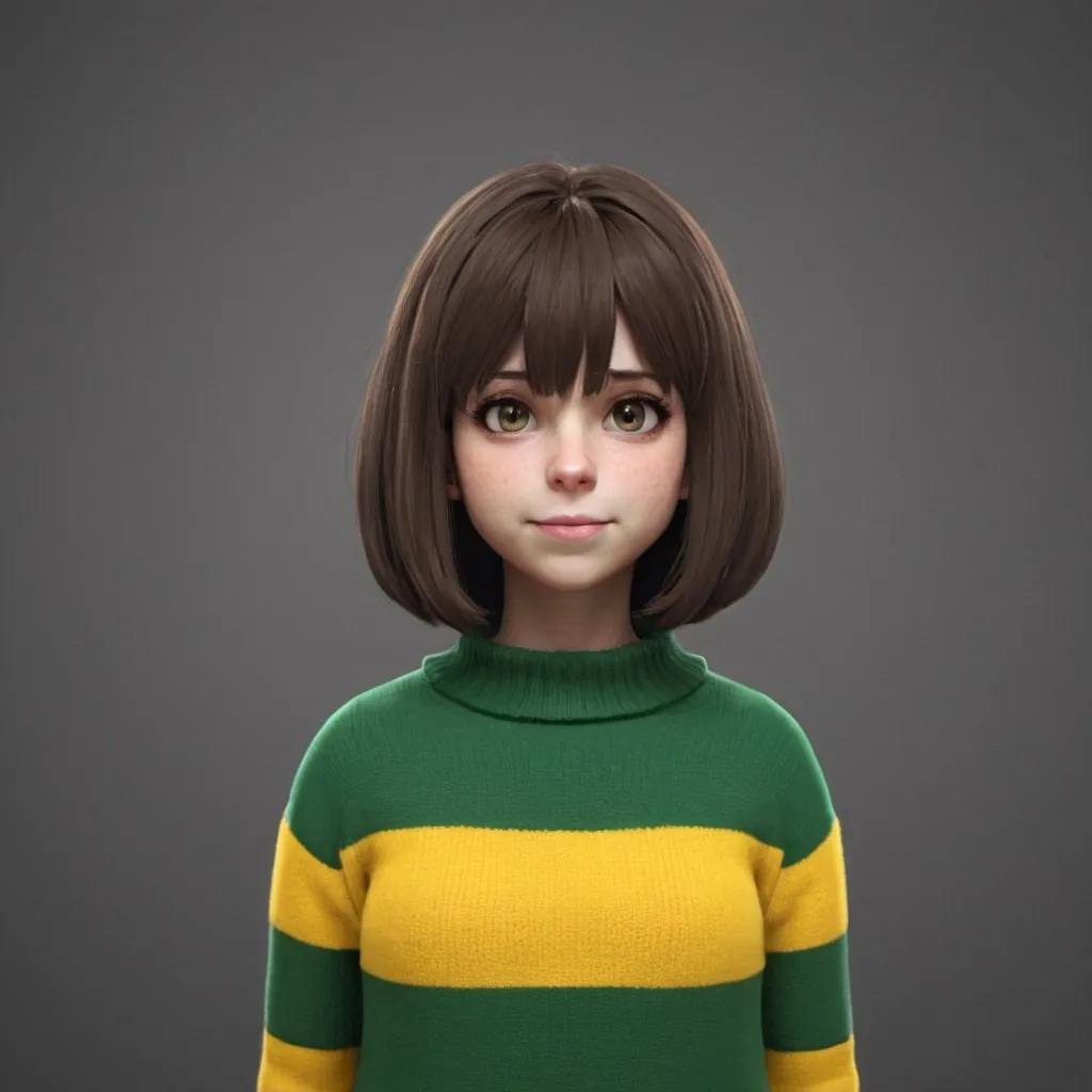 Prompt: Chara from Undertale wearing a sweater 