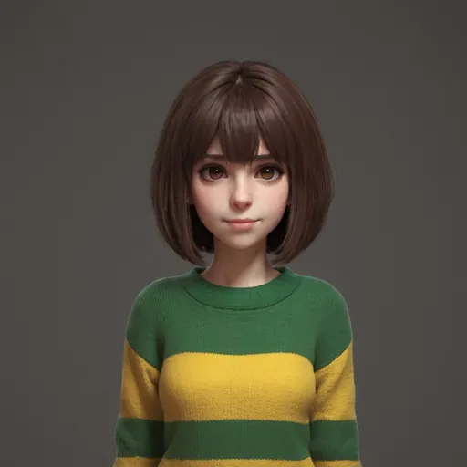 Prompt: Chara from Undertale wearing a sweater 