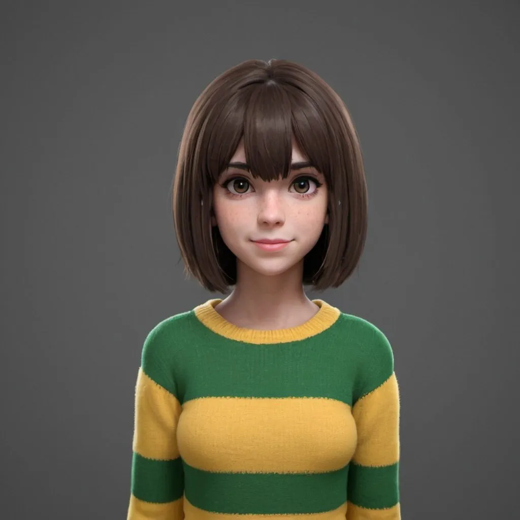 Prompt: Chara from Undertale wearing a sweater 