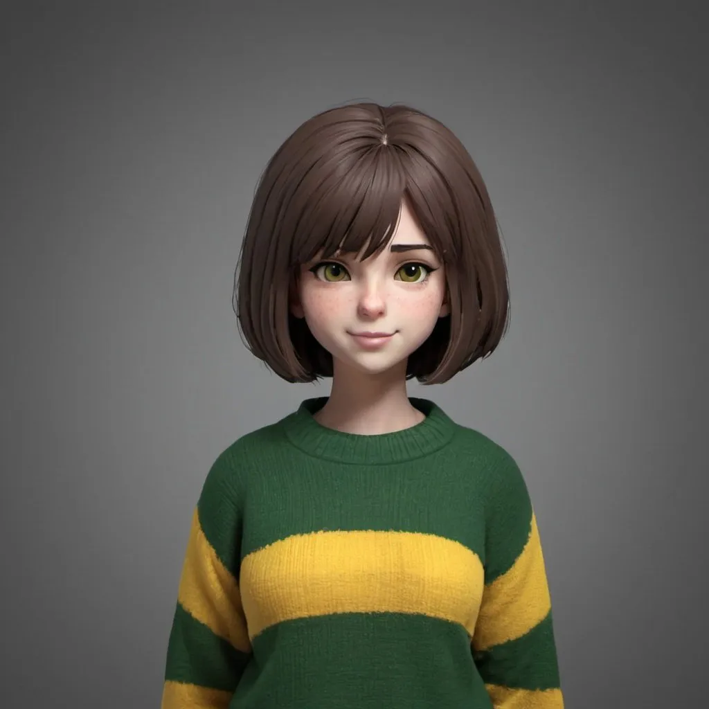 Prompt: Chara from Undertale wearing a sweater 