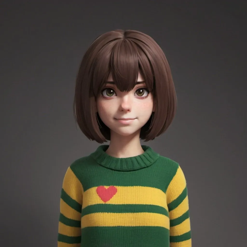 Prompt: Chara from Undertale wearing a sweater 