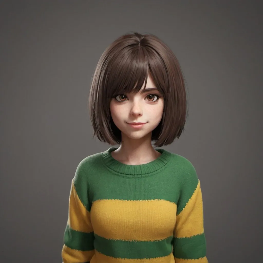 Prompt: Chara from Undertale wearing a sweater 