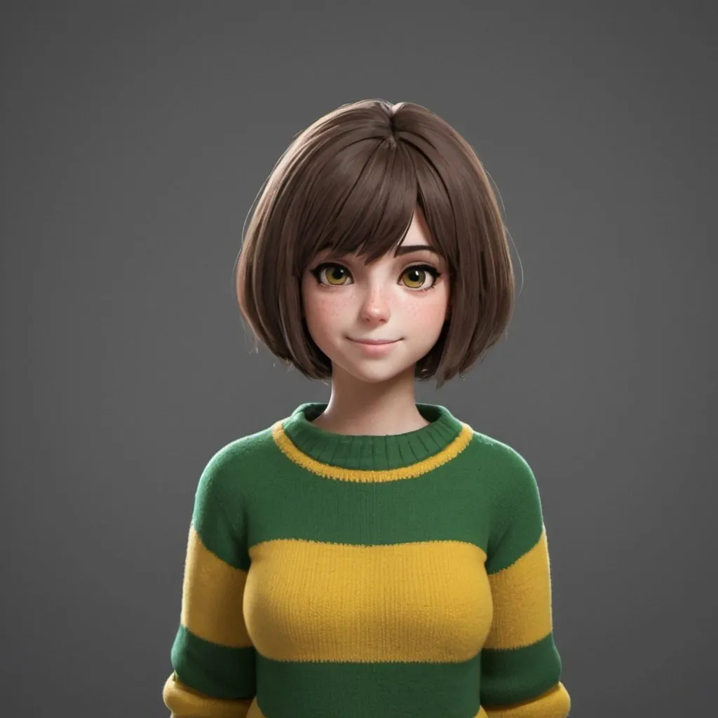 Prompt: Chara from Undertale wearing a sweater 