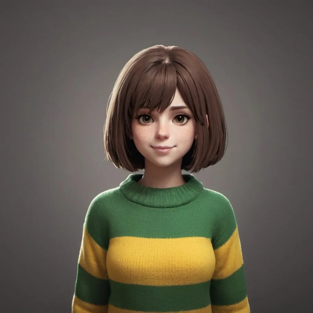 Prompt: Chara from Undertale wearing a sweater 