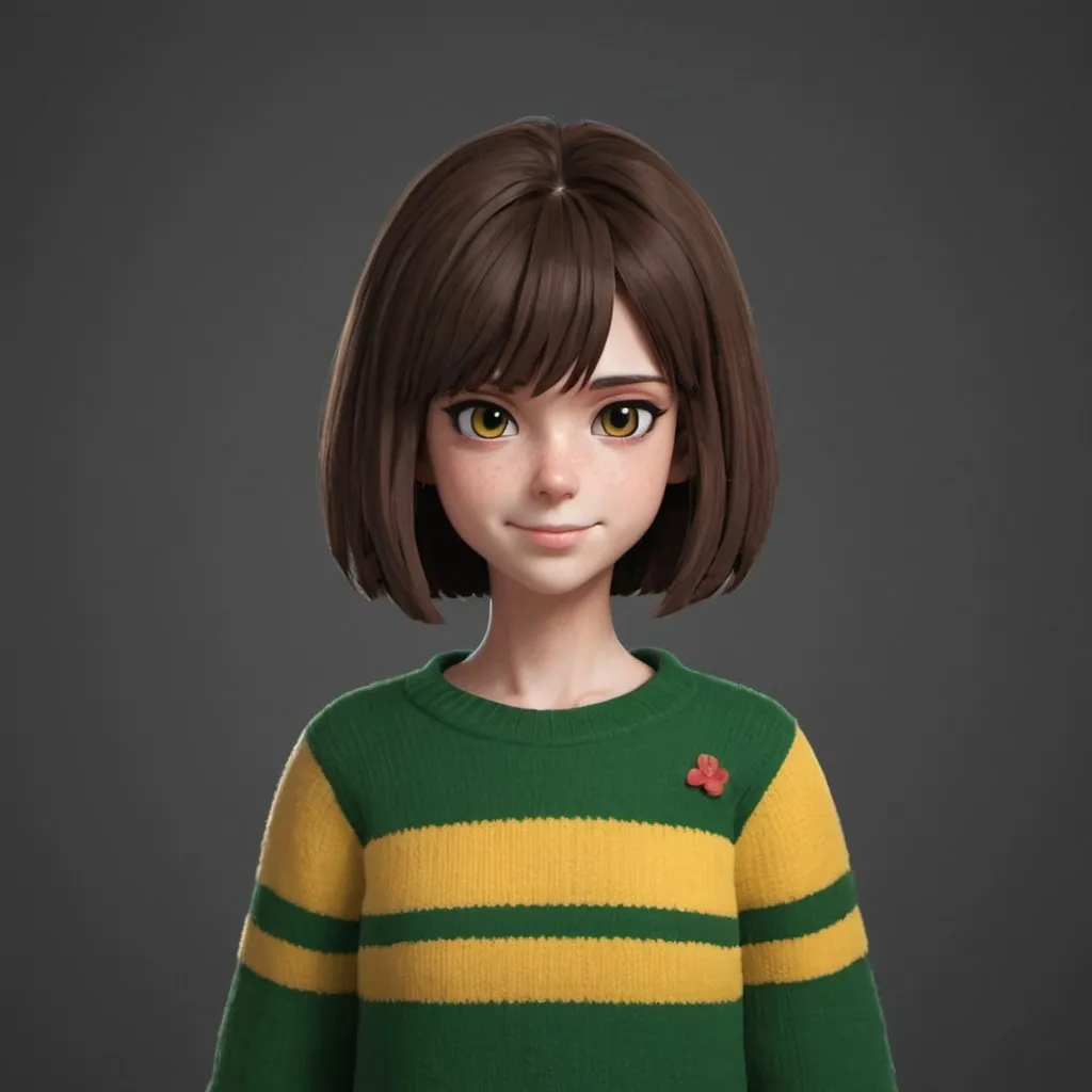 Prompt: Chara from Undertale wearing a sweater 