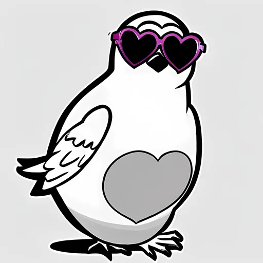 Prompt: Pigeon wearing pink heartshape sunglasses
