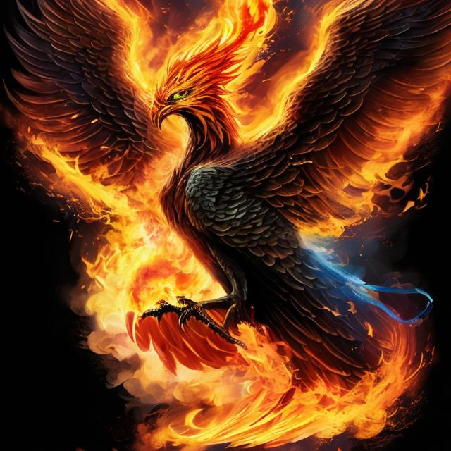 Prompt: A phoenix with fire,Harry Potter,Magic world