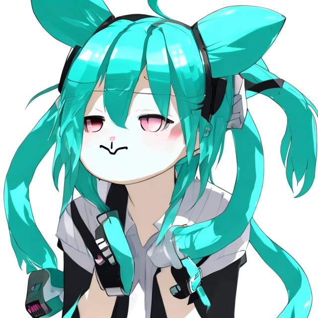 Prompt: hatsune miku cat sad