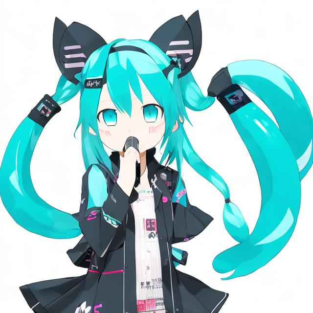 Prompt: hatsune miku cat