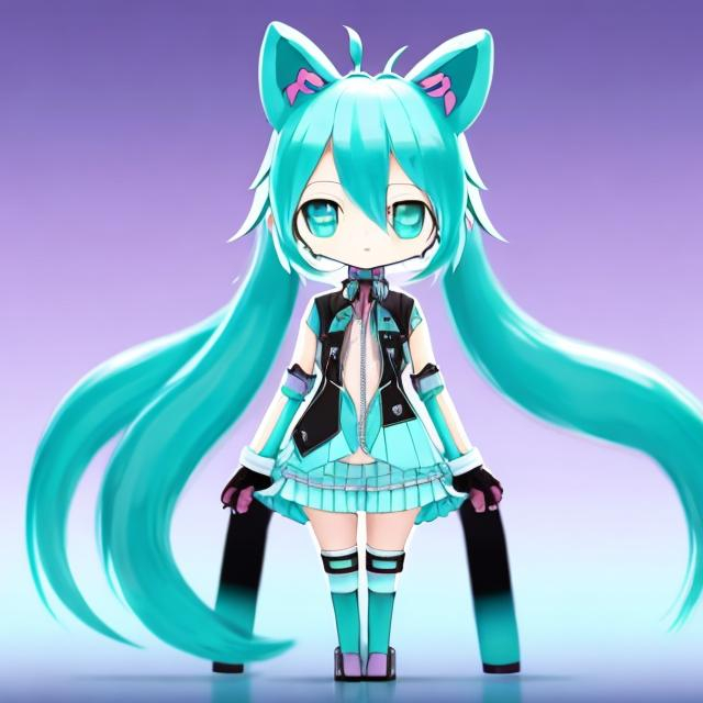 Prompt: hatsune miku cat