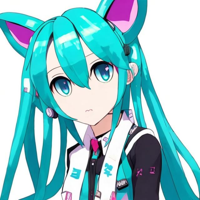 Prompt: hatsune miku cat