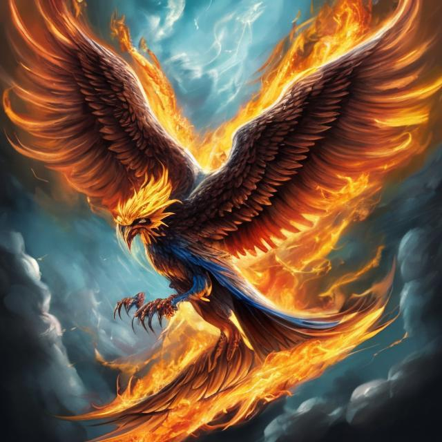 Prompt: A phoenix with fire,Harry Potter,Magic world