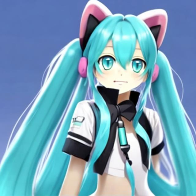 Prompt: hatsune miku cat