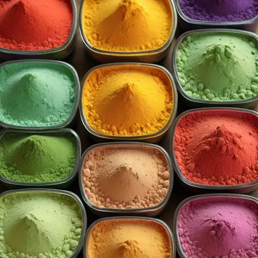 Prompt: Vibrant illustration of assorted fruit and vegetable powders, colorful and vivid, high quality, digital painting, detailed texture, organic feel, powdered form, natural, bright and fresh, artistic, close-up view, powdered fruits and vegetables, artistic rendering, rich colors, realistic texture, highres, ultra-detailed, vibrant colors, digital art, organic, close-up, powdered form, fresh and bright, detailed texture, professional, natural lighting