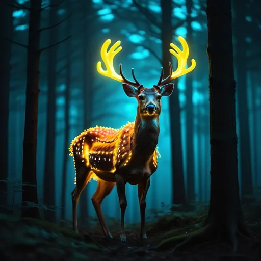 Prompt: Glowing deer in a forest