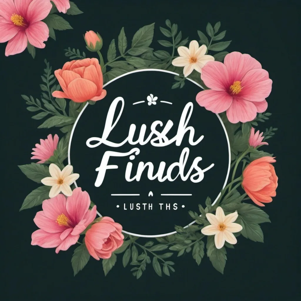 Prompt: create a logo image " Lush Little Finds" only with flowers and make it 2d hd