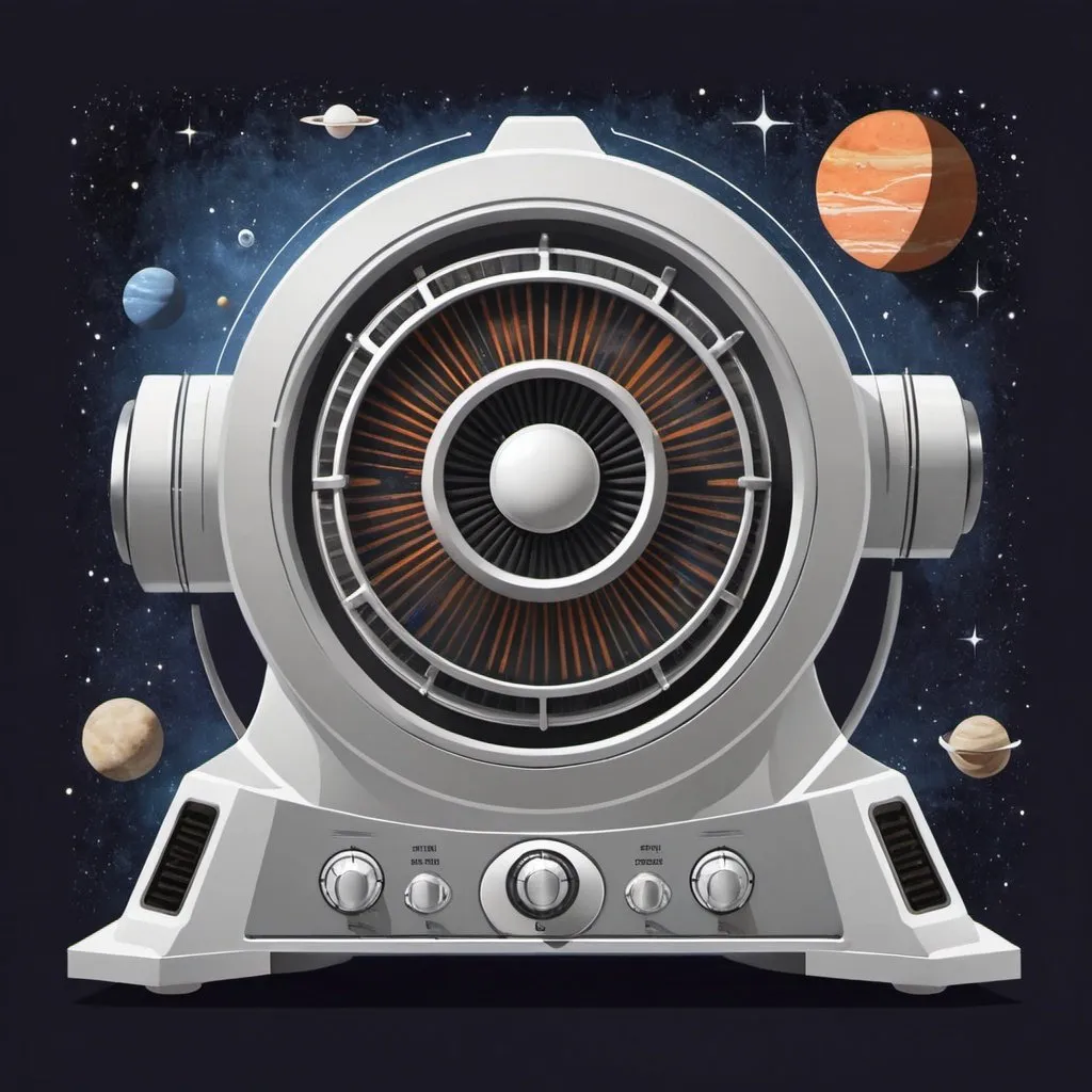 Prompt: Space hall sound machine illustration 