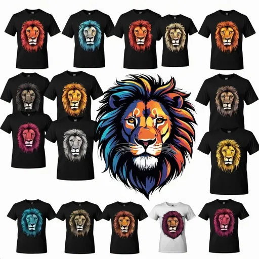 Prompt: Create 10 different models of T-shirt design bundle PNG of Lion roaring and like a king 