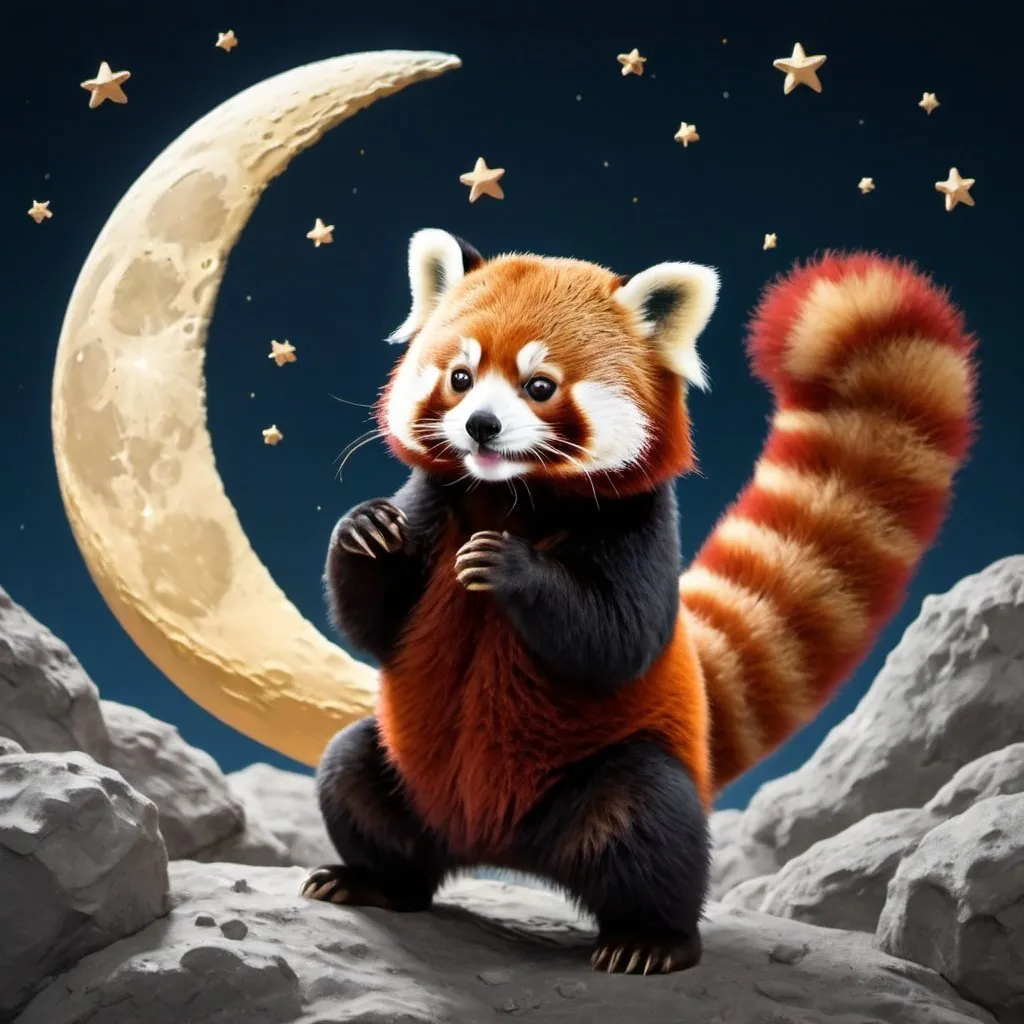 Prompt: Red panda to the moon