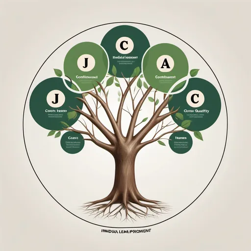 Prompt: Create a tree, with the following names inside three  inidividual circles: Continous Improvement , Lean Quality and Consistency 