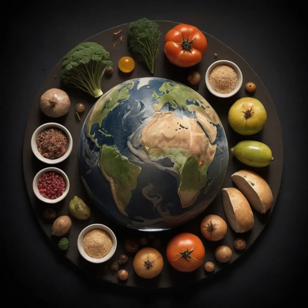 Prompt: Photo of foods on the earth in the style of Paul Barson
