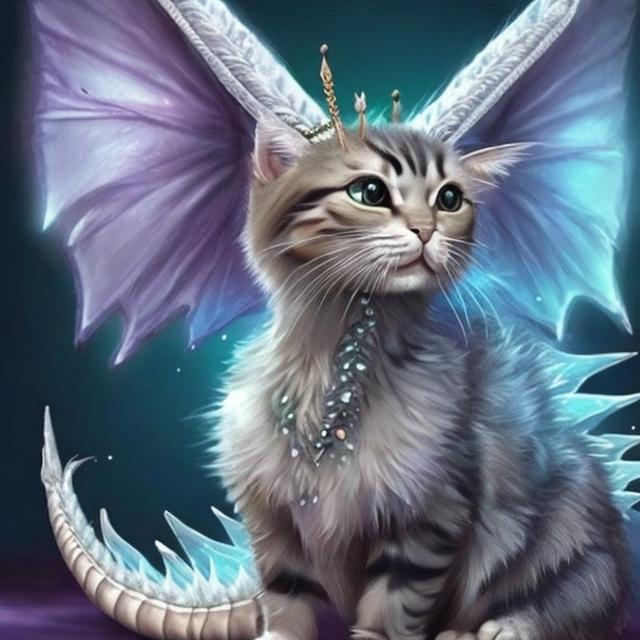 Prompt: Realistic cat/dragon with fairy wings 