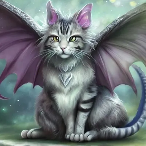 Prompt: Realistic cat/dragon with fairy wings 