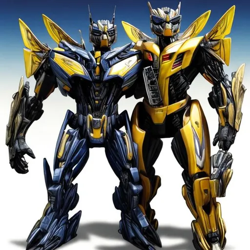 Prompt: Realistic Transformers bumblebee x cybercat 