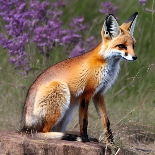 Prompt: kitsuni fox white orange purple