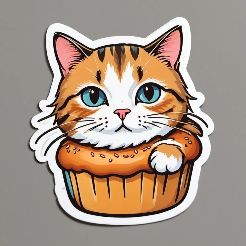 Prompt: chat avec la tête dans une brioche