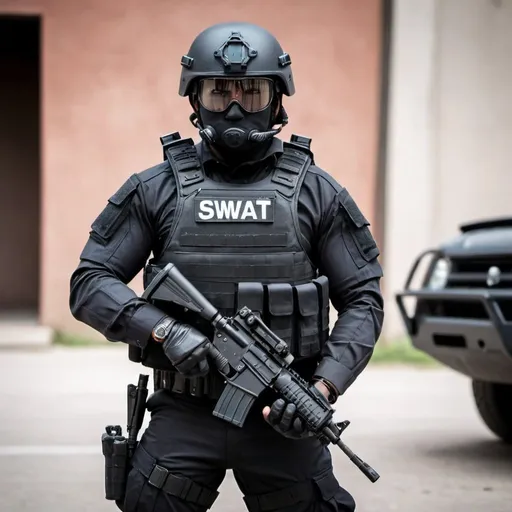 Prompt: The most badass swat officer ever