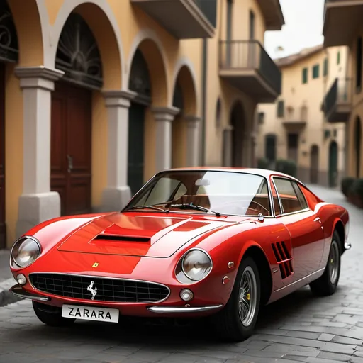 Prompt: Generate a classic Ferrari with the name 
Pati Zara on it