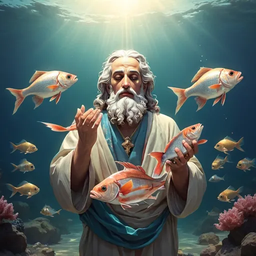 Prompt: God with fishhhh