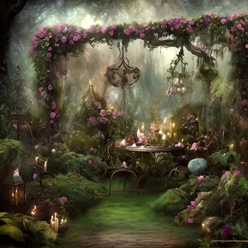 Prompt: magical enchanted forest/garden gloomy
