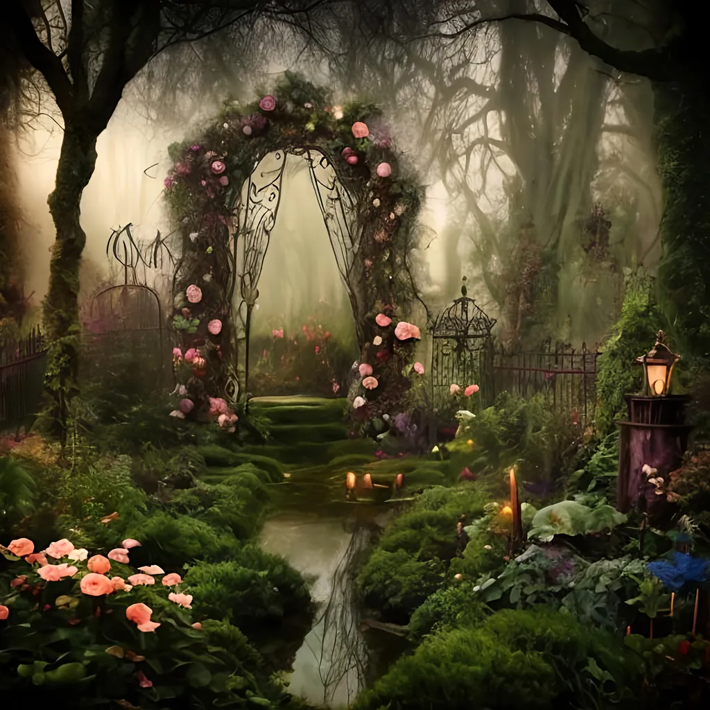 Prompt: magical enchanted forest/garden gloomy
