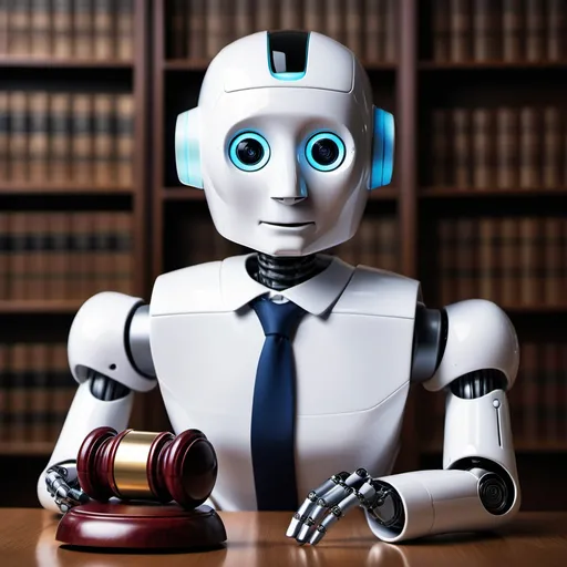 Prompt: A robot that is a lawyer