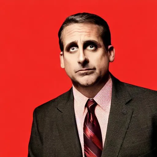 Prompt: ( ( ( portrait of Steve Carell as Micheal Scott of the office television series ) ) ) by igor kazarin, head to waist, light coming from the right side, red background, poster, 4 k, award winning