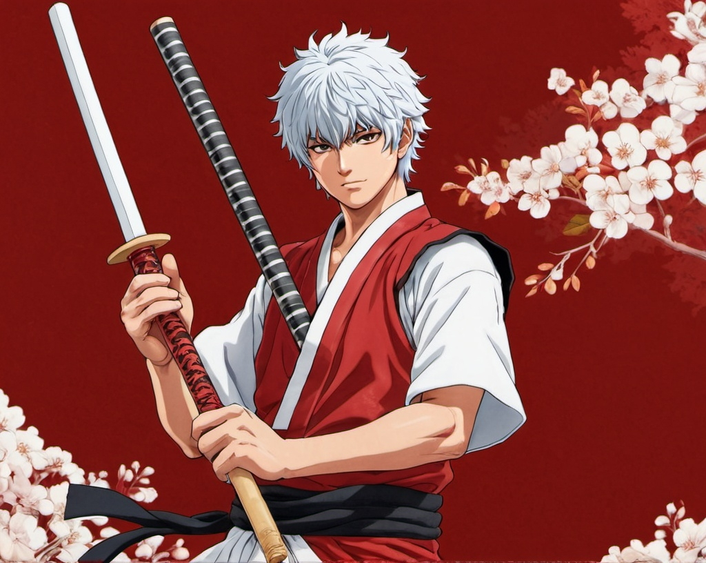 Prompt: gintoki sakata red white