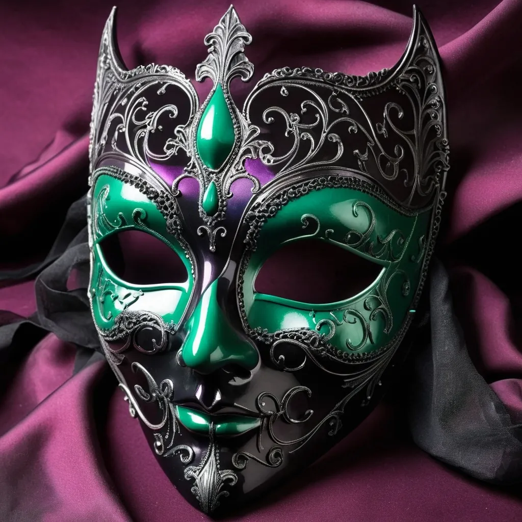 Prompt: haunting mask in goth colors