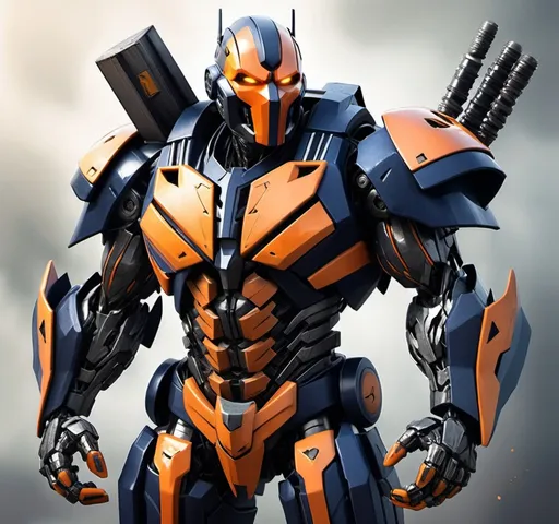 Prompt: A character fusion of  lockdown transformers and deathstroke