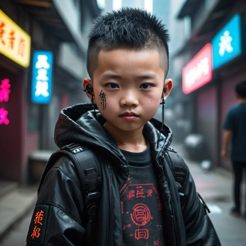 Prompt: Cyberpunk chinese kid