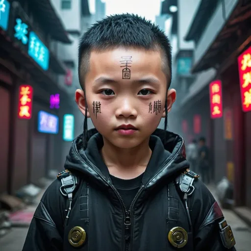 Prompt: Cyberpunk chinese kid