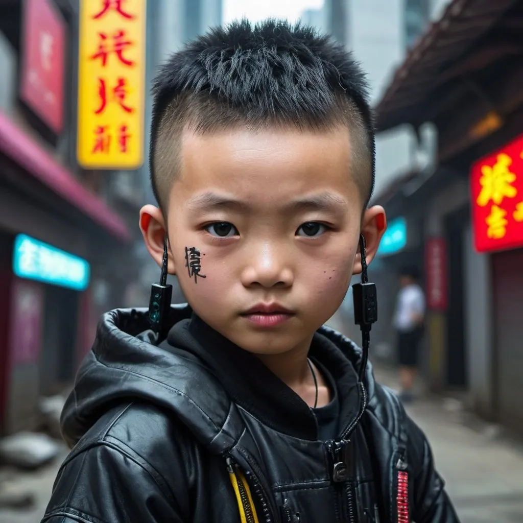 Prompt: Cyberpunk chinese kid