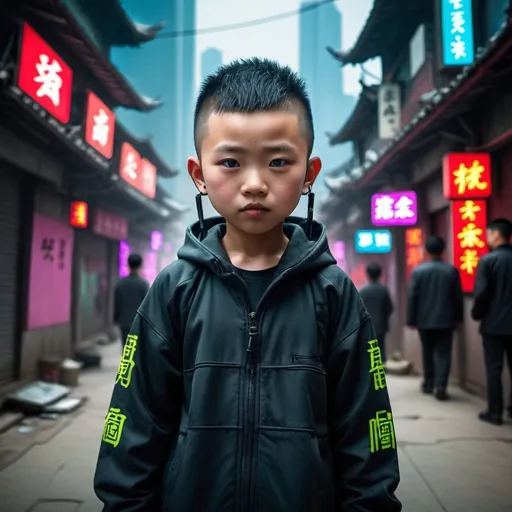 Prompt: Cyberpunk chinese kid