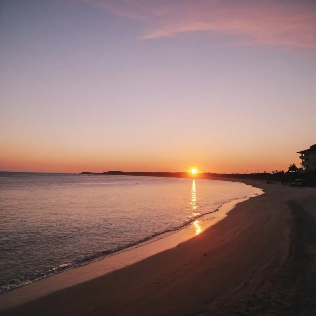 Prompt: Sunset view at the beach