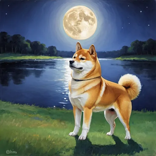 Prompt: Moon dog impressionists shiba inu moondog